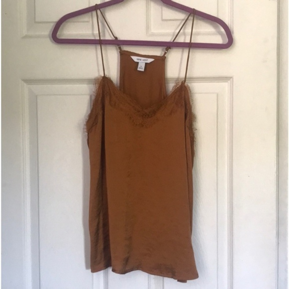 NWT - Nine West Women’s Lace Trim Camisole (Brown, XS)